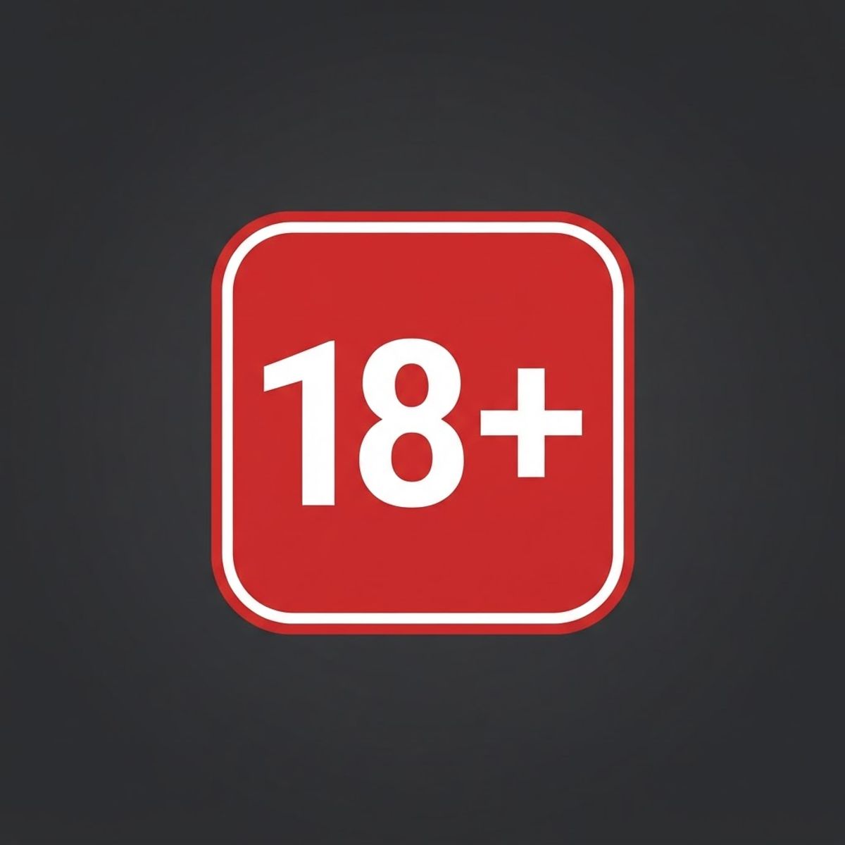 Leeftijdsgrens 18+ badge op donkere achtergrond